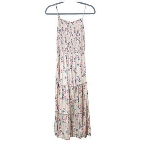 Womens Dress Sz S Slip Fairy Cottage‎ Maxi Tiered Drop Waist Smocked Floral Boho